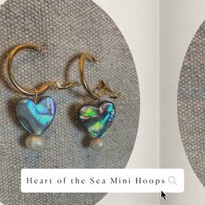 Abalone Heart Mini Hoops